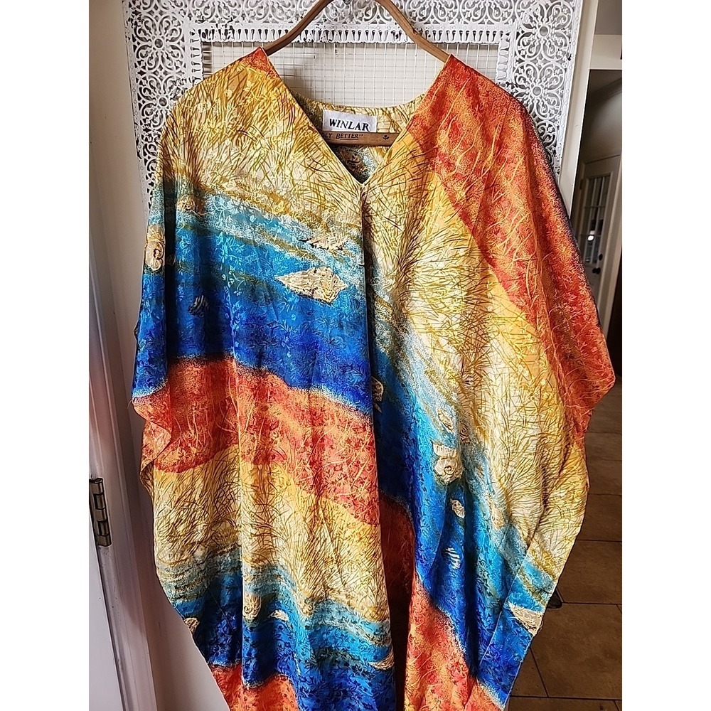 Winlar Caftan Kaftan Dress Vintage Shimmery Beach 2X Resortwear - Picture 3 of 15